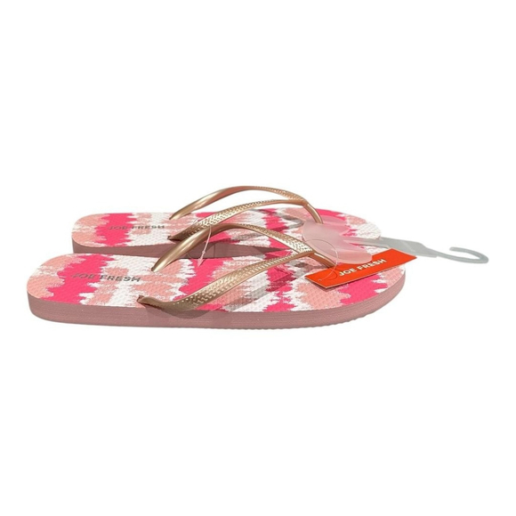 Joe Fresh Shoes - Joe Fresh Flip Flop Sandals Womens Size 10 Pink Stripe Gold Shoes Beach Casual